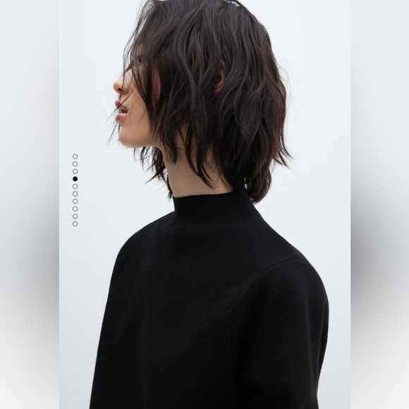 NWT Mango Perkins-Neck Sweater Black - Picture 4 of 11